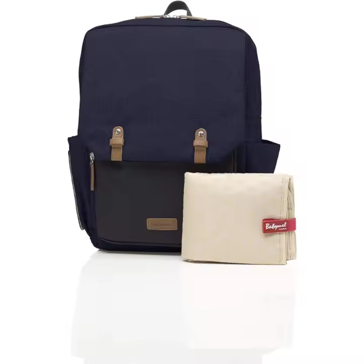 BABYMEL - Mochila para cuidado de bebe - Color AZUL y NEGRO - 7 Bolsillos internos y externos - 38x30x14 cm - Muy resistente - Ideal para carrito de bebé - Versátil y ligera - Baby - 1