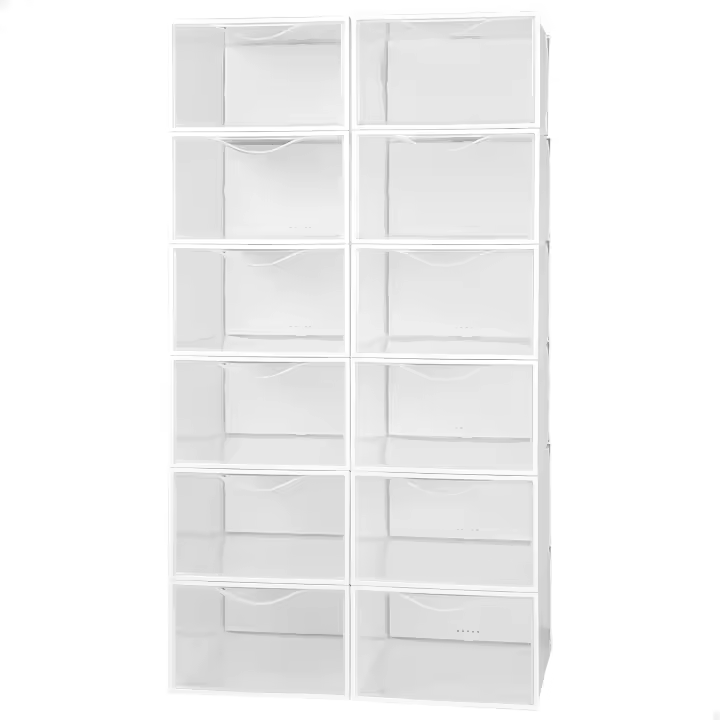 Cajas de almacenamiento de zapatos apilables y antivuelco para hogar, Cajas de zapatos plástico, Juego de organizadores de almacenamiento, Caja zapatero plástico, Organizador de zapatos apilable, Caja de zapatos transparente - 1
