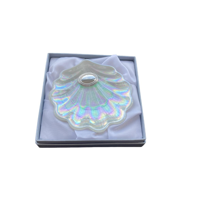 CONCHA DE BAUTISMO CRISTAL NÁCAR CON APLIQUE EN PLATA,VARIOS MODELOS