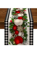 Corredor De Mesa De Navidad En Lino Negro Y Blanco Con Cuadros De Buffalo Feliz Navidad Decoración De Invierno Para La Casa - details 2