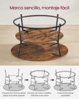 Mesa de café industrial redonda con doble estante, fácil montaje, 80x45 cm, metal y marrón rústico - details 4