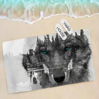 Toalla De Baño Para Niños Con Diseño De Lobo Colorido Toalla De Playa Y Natación Secado Rápido Tejido De Algodón Cepillado - details 10