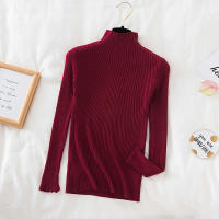 Suéter De Mujer Con Volantes Y Cuello Bajo Largo Manga Larga Tejido Básico Solido Rayado Para Otoño Invierno Top Casual - details 22