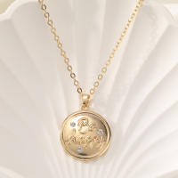 Encanto Collar con colgante geométrico de moda para mujer, con letras doradas y mariposa. - details 33