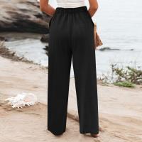 Pantalones Anchos Para Mujer Cintura Alta Elástica Trasera Negocios Casual Largo Pantalones Regulares De Pierna Recta Para Otoño/Invierno - details 36
