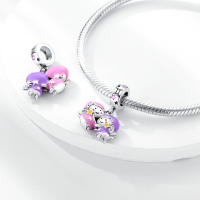 Encantos De Cocodrilo Plateado En Plata Con Dibujo Colorido Encantos Colgantes Para Pulseras Y Collares Joyería DIY - details 163