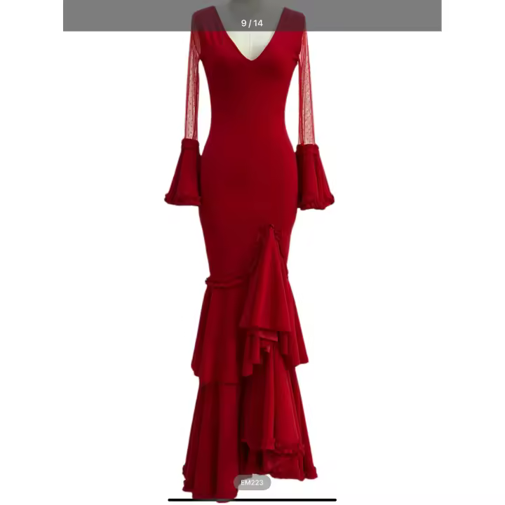 Vestido Flamenco de Lycra Hecho en Italia Tallas XS/S a XL/XXL Moda de Mujer - 1
