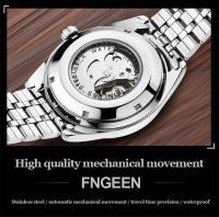 Reloj De Pulsera Mecánico Para Hombre Marca De Lujo FNGEEN 9001 Acero Inoxidable Tourbillon Esqueleto Automático Luminoso Fecha Diamante Resistente Al Choque Y Agua - details 19