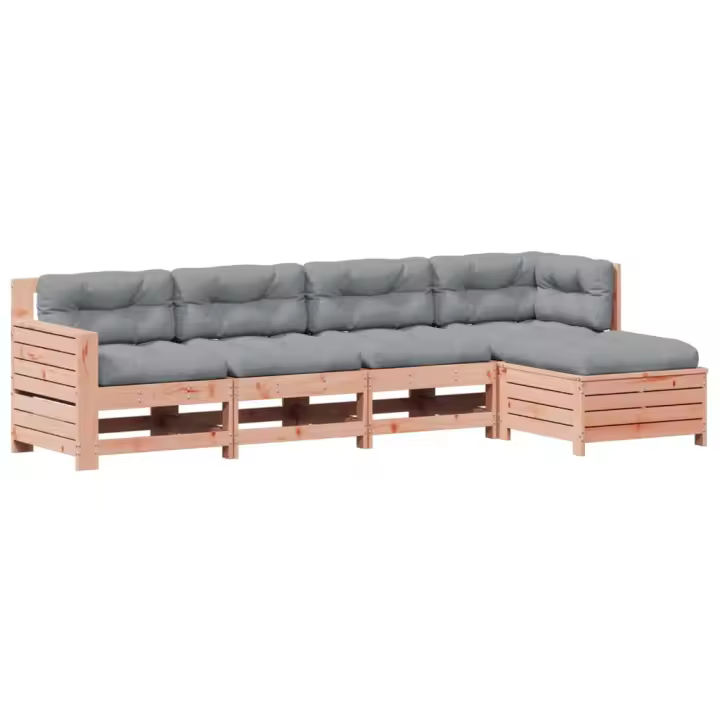 vidaXL Juego de muebles jardín 5 pzas y cojines madera abeto Douglas - 1