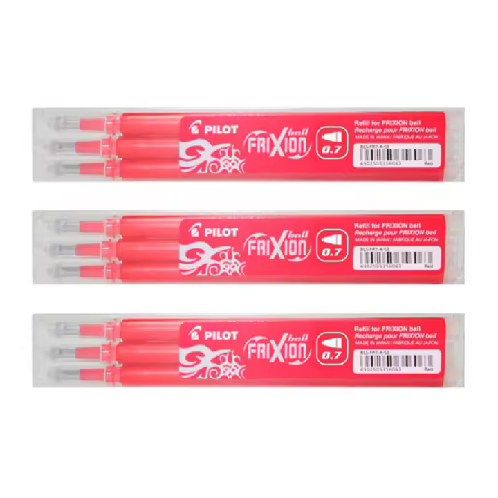 Pilot Pack 9 Recambios para Bolígrafo Frixion Ball/Clicker Tinta Borrable Rojo - 1