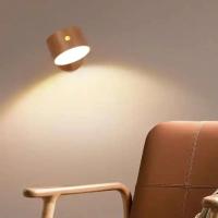 Lámpara De Pared Móvil Magnética Para Dormitorio Y Sala De Estar Interior Material De Madera Cargable USB Rotación De 360 Grados Luz De Sconce Toque - details 1