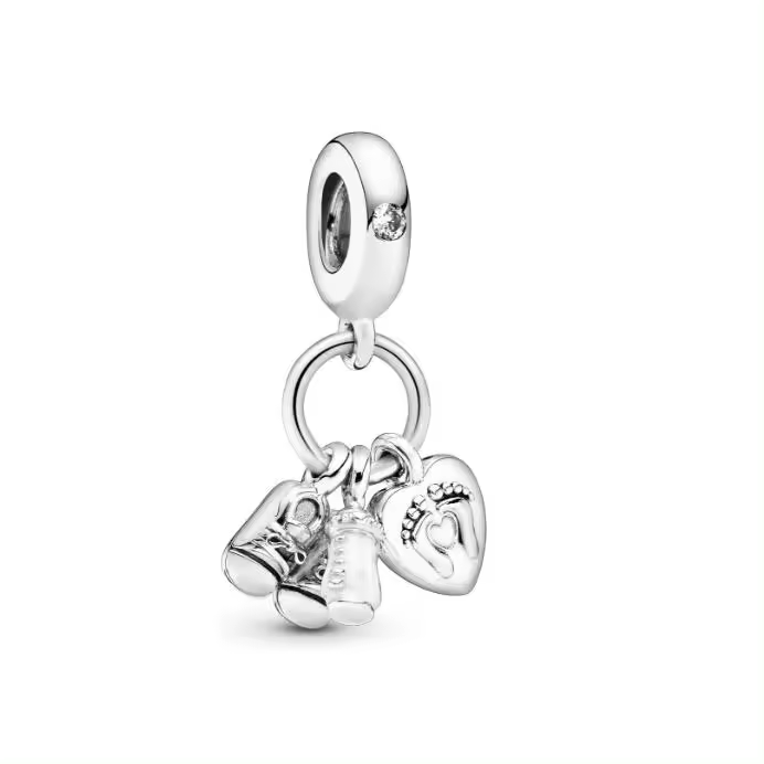Pandora Moments Biberón de Plata esterlina de las mujeres y los Zapatos Cubic Zirconia cuelgan Encanto para pulsera, viene con el original embalaje de Caja de Giunte. - 1