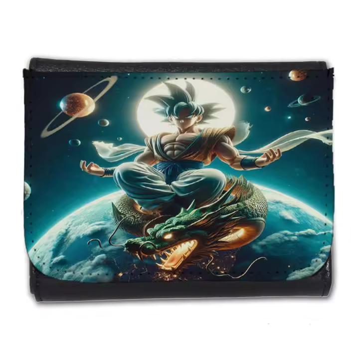 MERCHANDMANIA BILLETERA BILLETERO goku god dios ultra instinto dioses dragon shenron hombre caballero negro monedero - 1