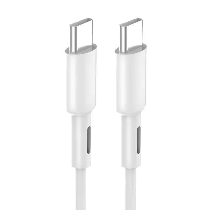 Cable de Carga Rápida SX Tipo C a Tipo C , 60W, 1 Metro, Blanco, Trenzado de Algodón, Silicona, Antipolvo, Antifuego, Antisuciedad, Corriente de 3A, Transferencia de Datos y Carga Rápida PD. Compatible con dispositivos de Xiaomi, Samsung sa740 - 1