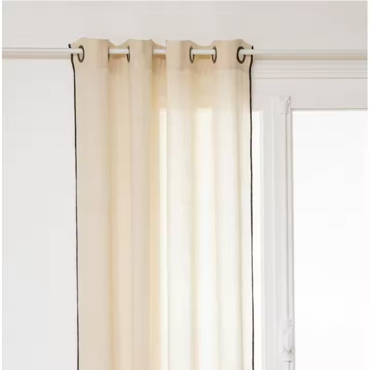 Cortina de Lino Beige 130x260 cm con ollados - 1