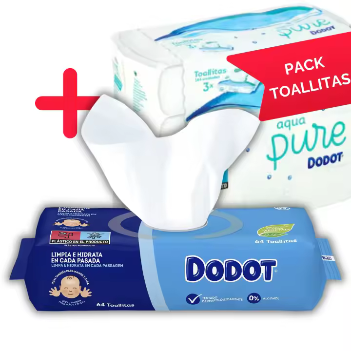 Toallitas DODOT DermoActive (25 x 64 uds) + Toallitas DODOT Pure Aqua Gratis (3 x 48 uds) GRATIS - 1744 Toallitas DODOT  Piel suave y protegida para tu Bebé  Pack Ahorro Toallitas Bebe… - 1