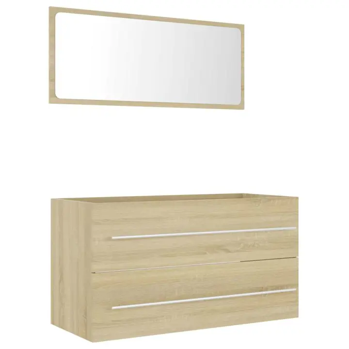 vidaXL Set de muebles de baño 2 pzas contrachapada en color Roble Sonoma/Madera antigua | almacenamiento funcional diseño moderno para baño dormitorio sala - 1