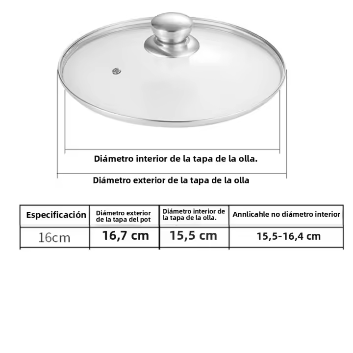 Tapa De Vidrio Templado Redonda Con Borde De Acero Inoxidable Chef Cubierta De Olla Versátil Para Fritura En Casa Resistente a Ralladuras Y Roturas - 1