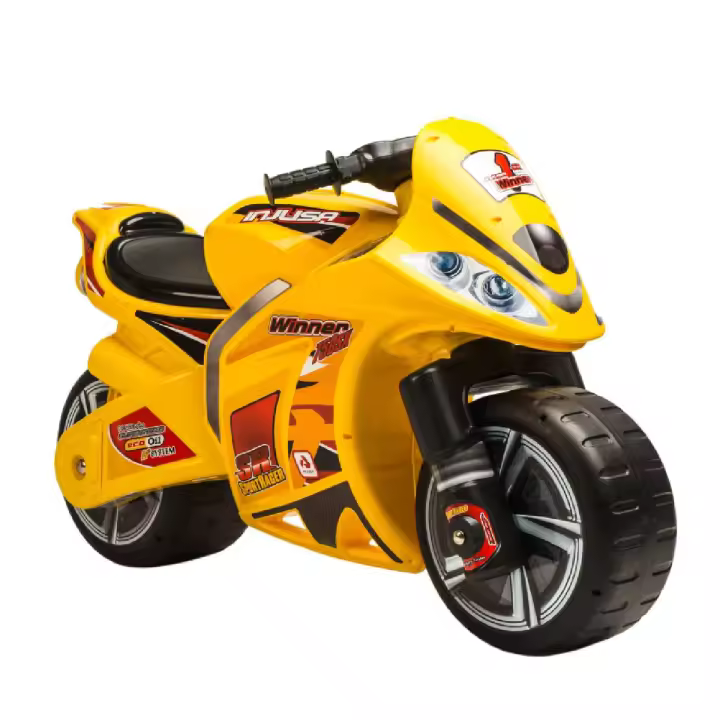 INJUSA - Moto Correpasillos Winner XL | Moto para Niños de 4 a 7 Años | con Diseño Ergonómico | Ruedas Anchas de Plástico | Asa de Transporte para Padres | 4 Versiones: Spidey de Marvel, Fireblade de Honda y Winner Amarilla o Negra - 1
