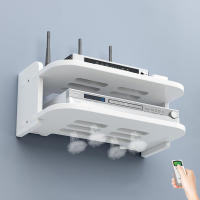 Estante Flotante De 2 Niveles Soporte Para Router Wifi Cajón Superior Organizador De Almacenamiento De Pared Con Salida Multi Tap Y Cableado Montaje En Pared - details 5