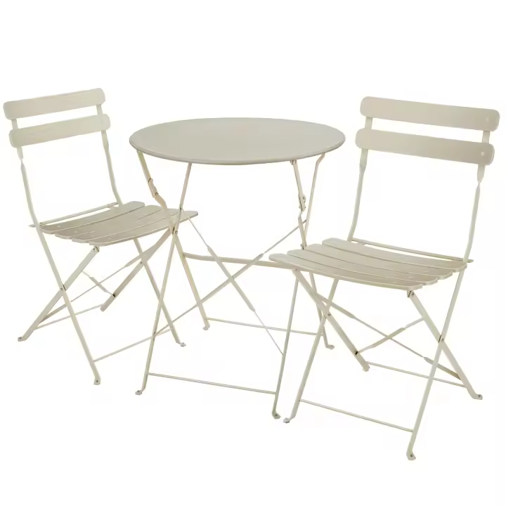 Tectake - Conjunto de mesa bistró Frieda, plegable para 2 personas  Conjunto retro premontado compuesto por una mesa de bistró con dos sillas en elegante diseño de listones  Función de plegado práctica para un almacenamiento compacto y fácil transporte - 1