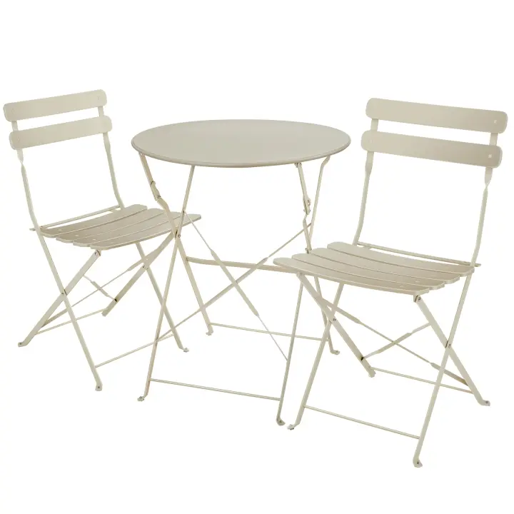 Tectake - Conjunto de mesa bistró Frieda, plegable para 2 personas  Conjunto retro premontado compuesto por una mesa de bistró con dos sillas en elegante diseño de listones  Función de plegado práctica para un almacenamiento compacto y fácil transporte - 1