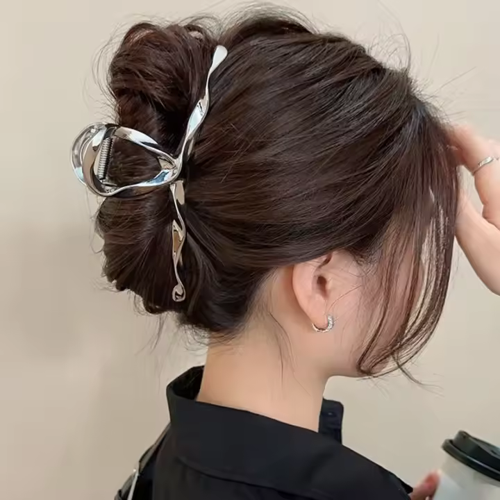 Pinza Para El Pelo Geométrica De Metal Moda Coreana Para Mujeres Y Niñas Accesorios De Pelo Clips Para Cola De Caballo Barrettes Cruzados - 1