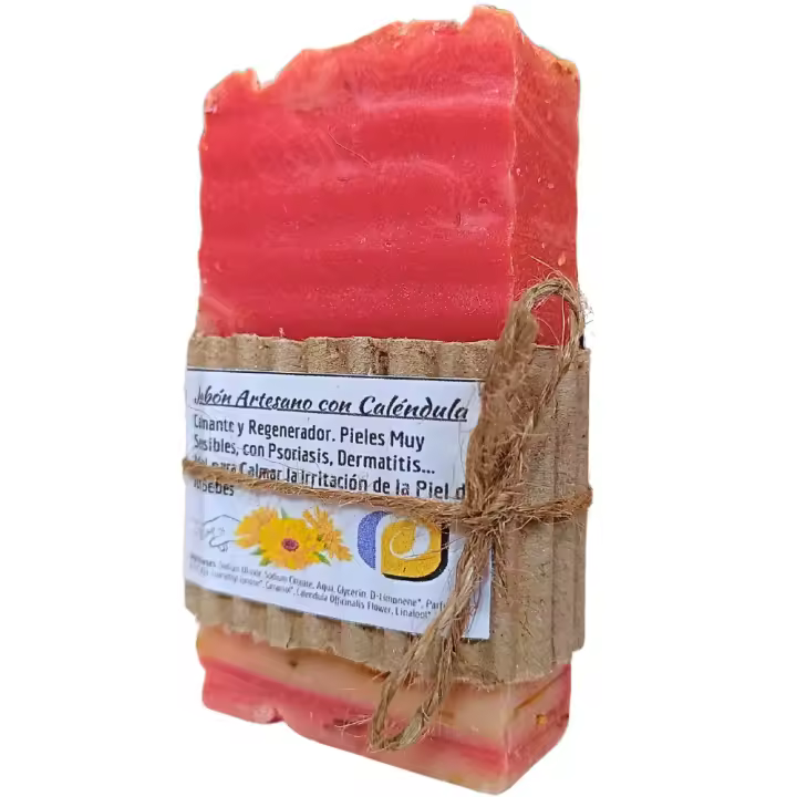 Jabón Artesanal Natural de Caléndula. Pumarshop Cinnia Natura. Dermatitis. Piel Sensible. Apto Bebés. Hidratante. Irritación de Piel. Jabón Artesano. Apto Veganos. - 1