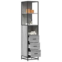 vidaXL Armario de baño madera contrachapada roble marrón 35x37,5x166cm en color Marrón roble/Roble ahumado/Roble Sonoma y más | almacenamiento funcional diseño moderno para baño dormitorio sala - details 3