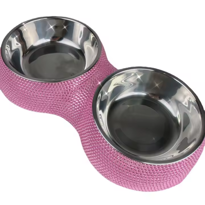 Tazón De Alimentos En Forma De Diamante Para Perros Y Gatos De Acero Inoxidable Desmontable De Dos Capas Nuevo 2024 - 1