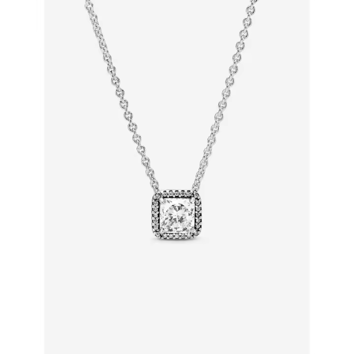 Pandora - Collar con Halo de Brillo Cuadrada-Plata de Leyes - 1