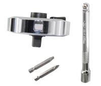 Macwork 4pcs/Set 2-en-1 Llave De Dedo Ratcheteada Y Extensión De Cabeza De Bola Con Dos Piezas De Puntas De Destornillador De Acero Al Carbono Herramienta Multifuncional De 1/4 Pulgada - details 0