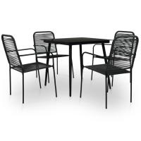 vidaXL Set de comedor de jardín 5 pzas cuerda de algodón y acero negro - details 0