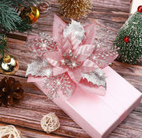 100pcs Flores De Navidad Con Brillo Árboles De Navidad Decoraciones De Flores Artificiales De 14 Cm Para El Hogar Año Nuevo 2024 - details 3