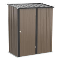 Outsunny Caseta de Jardín 1,34 m² 161,5x94,5x196 cm Cobertizo Exterior de Acero Galvanizado con Puerta y Cerradura para Almacenamiento de Herramientas Marrón - details 0