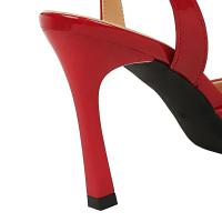 Sandalias De Tacón Alto Para Mujer 9cm Cómodas Elásticas Con Slingback De Cuero Glossy Azul Rojo Verano Fiesta Danza Pumps - details 3