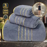 Juego de tres toallas de baño de vellón coral GOOZONE HOME, gruesas, absorbentes de agua y suaves para envolver el cabello seco | Toalla de secado rápido para el hogar - details 2