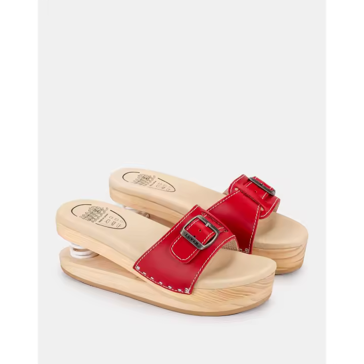 SANDALIA DE MADERA CON MUELLE LUVER 2103/A ROJO - 1