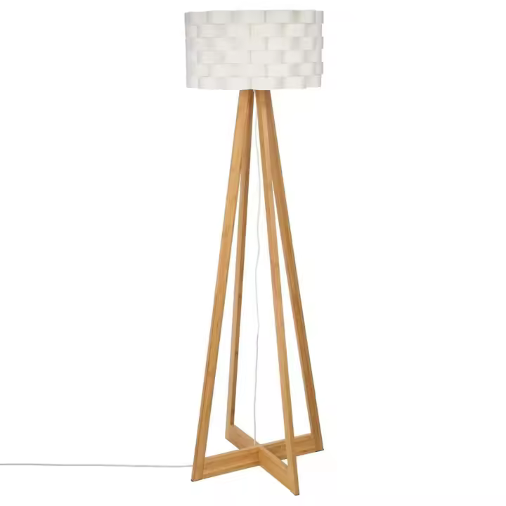 Atmosphera Lámpara de Pie Bambú Blanco 150cm - Diseño Natural - 1