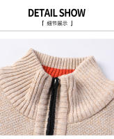 Chaqueta De Punto Para Hombre Con Cuello Erguido Estilo Coreano Slim Fit Color Sólido Abrigo De Otoño E Invierno Con Cierre De Cremallera - details 21