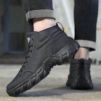 Zapatos De Correr Para Hombre Antideslizantes Hechos a Mano En Cuero Casual Botas De Tobillo Transpirables Zapatillas De Caminar Con Cordones Ligeros - details 4