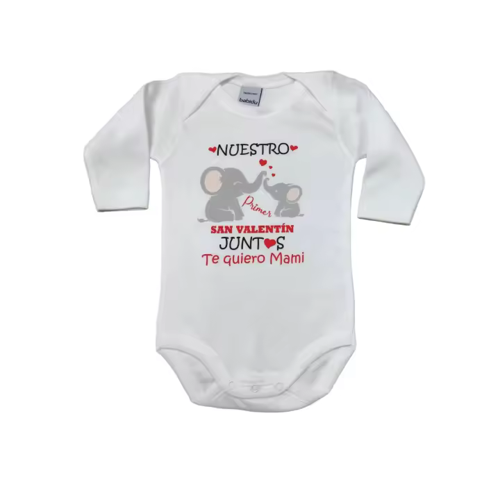 Body para Bebé frase : " Nuestro Primer Día de San Valentín Juntos Te quiero Mami " REGALO SAN VALENTIN MAMÁS MADRES MAMÁ - 1
