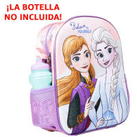 Mochila 3D Frozen Disney Ana y Elsa 31cm, Mochila Escolar Infantil Para Niñas, Material Preescolar de 2 a 4 años, color lila - details 0