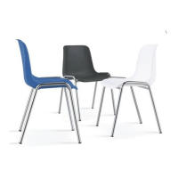 ORION91 Silla CASTOR Apilable Monoblock Polipropileno Blanco Patas Cromada Comedor Oficina Salón Teletrabajo Cocina - SpazioLuzio - details 2