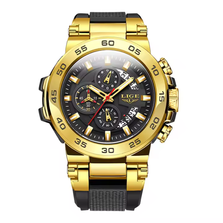 Reloj De Pulsera LIGE Para Hombre Resistente Al Agua Deportivo Militar De Cuarzo Con Fecha Y Manos Luminosas Estilizado Casual - 1