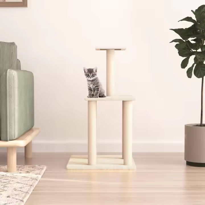 vidaXL Rascador para Gatos con Postes Árbol Torre de Escalada Sisal Color Crema,  Gris claro,  Gris oscuro y mas - 1