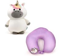 Peluche coche niño cojin cervical almohada unicornio regalo viaje suave, 2 en 1, coche tren infantil juguete. Puckator - details 1