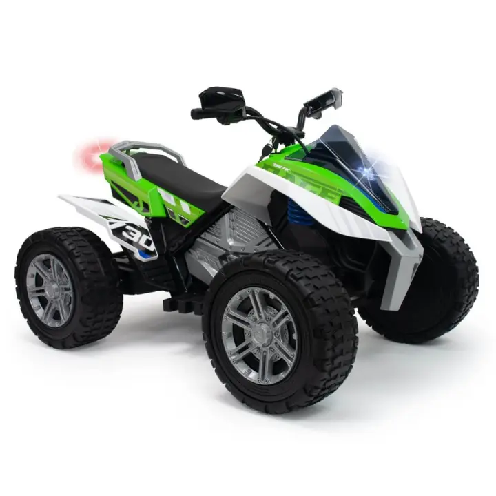INJUSA - Quad Eléctrico Infantil Rage | Moto a Batería de 24V para Niños de 6 a 10 Años | con Acelerador Progresivo en Puño | Freno de Tambor | Luces LED | Marcha Atrás | 2 Velocidades | Suspensiones | Ruedas de Goma EVA | Velocidad máx. 10 km/h | Verde - 1