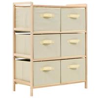 vidaXL Estantería de almacenaje 6 cestas de tela madera de cedro beige - details 0