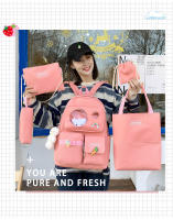 Mochila Escolar Para Niñas Teenager 5 Piezas Set Con Gran Capacidad Y Varios Bolsillos Canvas Resistente Y Versátil Para Viajes Y Estudio - details 13